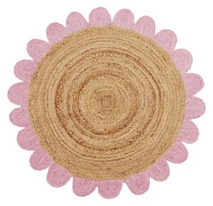 RICE Rice jute rug Ø120 cm Pink