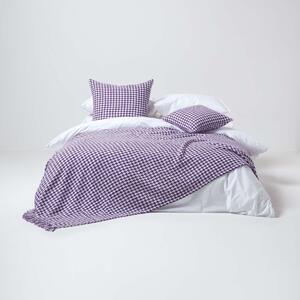 Homescapes 100% Cotton Houndstooth Throw, 225 x 255 cm, Purple, For Bed or Sofa, Handcrafted, OEKO-TEX Certified, 90 x 100"