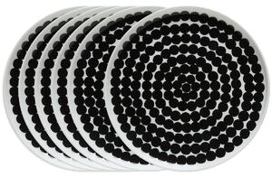 Marimekko Räsymatto plate 20 cm, 6-pack black-white black-white