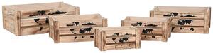 Set of decorative boxes Home ESPRIT Brown Black Paolownia wood World Map 39 x 28 x 14,5 cm (5 Pieces)