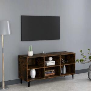 TV Cabinet with Metal Legs Smoked Oak 103.5x30x50 cm