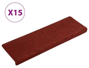 Stair Mats 15 pcs Needle Punch 65x21x4 cm Red