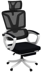 Vinsetto Mesh Office Chair, Reclining Desk Chair with Adjustable Headrest, Lumbar, Foot Rest, Swivel Wheels, Adjustable Height, Black Aosom UK
