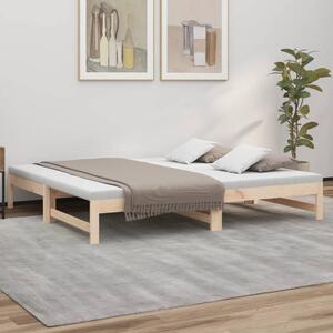 Pull-out Day Bed 2x(75x190) cm Solid Wood Pine