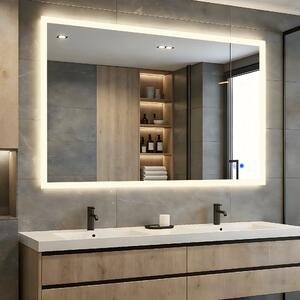 Rectangular backlit bathroom mirror 120x70cm with Dual color, Touch Switch, Demister