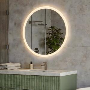 80 cm Round LED Bathroom Mirror with Dual Color, Touch Switch and Heating Mat