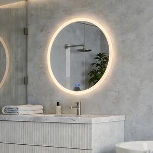 60 cm Round LED Bathroom Mirror with Dual Color, Touch Switch and Heating Mat