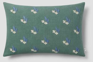 Elm Green Snowdrop Embroidered Filled Cushion | 35 x 55 cm | Piglet in Bed
