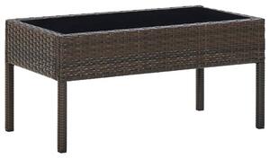 Macy Rattan Garden Coffee Table Large In Brown With Glass Top