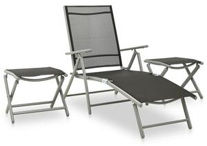 Resaca Textilene Aluminium 3 Piece Garden Lounge Set In Silver