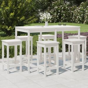 Bangor Solid Wood Pine 7 Piece Garden Bar Set In White