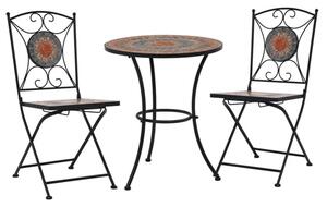 Lucca Ceramic Tile 3 Piece Mosaic Bistro Set In Orange And Grey