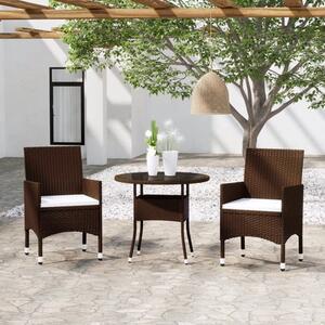 Ailis 3 Piece Garden Bistro Set Large In Brown Poly Rattan