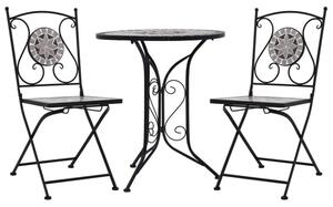 Lucca Ceramic Tile 3 Piece Mosaic Bistro Set In Grey
