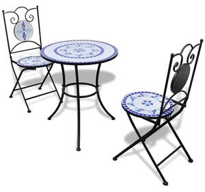 Gino Ceramic Tile Top Bistro Set Round In Blue And White