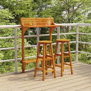 Cayla 3 Piece Balcony Bar Table And Bar Stools With Round Seat