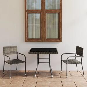 Waco Small Glass And Rattan 3 Piece Garden Dining Set In Grey