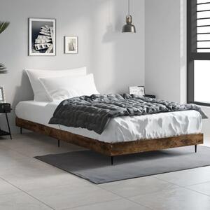 Gemma Wooden Single Bed In Smoked Oak With Black Metal Legs