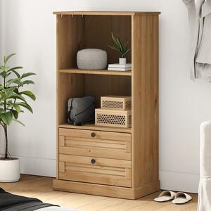 Vega Pinewood Bookcase With 1 Shelf 2 Drawers In Brown