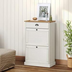 Vega Pinewood Shoe Storage Cabinet With 2 Flap Doors In White