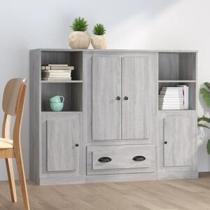 Dylan Wooden Highboard 4 Doors 2 Drawers In Grey Sonoma Oak