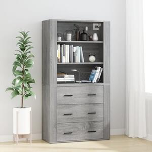 Ailie Wooden Highboard With 3 Drawers 2 Shelves In Grey Sonoma Oak