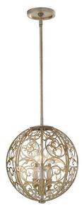 FE/ARABESQUE3 3 Light Silver Leaf Finish Mini Chandelier