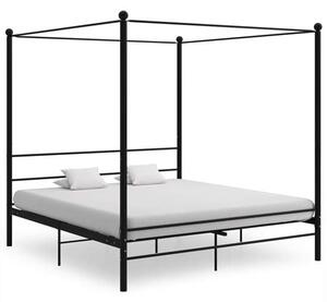 Fallon Metal Canopy Super King Size Bed In Black