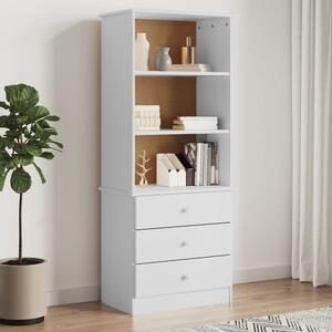 Akron Wooden Bookcase With 3 Drawers In White