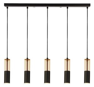 Merrygold 5 Light Amber Acrylic Bar Pendant Light In Black