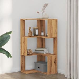Garner Wooden Corner Bookcase With 3 Shelves In Oak
