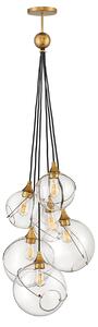Quintiesse QN-SKYE-6P Skye 6 Light Cluster Ceiling Pendant Light In Heritage Brass Finish With Clear Glass