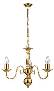 Franklite Delft 3 Light Flemish Ceiling Chandelier In Polished Brass Finish PE7913