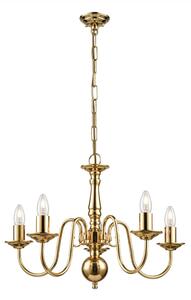 Franklite Delft 5 Light Flemish Ceiling Chandelier In Polished Brass Finish PE7915