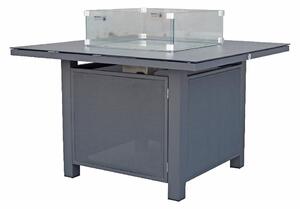 Leicester Glass Top Garden Square Gas Firepit Table In Grey