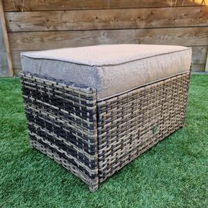 Onamia Rattan Garden Ottoman With Cushion In Natural Brown