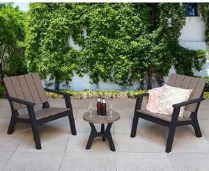 Paramus Plastic Garden Lounge Set In Black And Grey