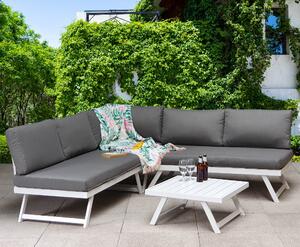 Knoxville Garden Corner Seating Set With White Frame In Grey