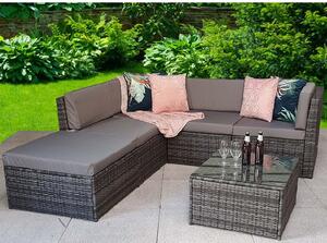 Shafter Rattan Garden Corner Sofa Seating Set In Grey