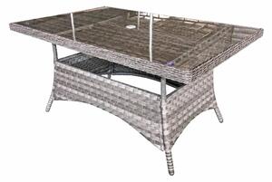 Vernal Glass Top Garden Rectangular Dining Table In Grey