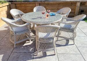 Renton Glass Top Garden Dining Set With 6 Chairs In white
