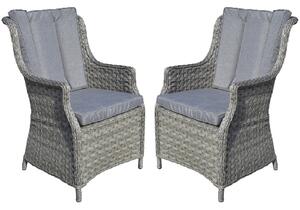 Vernal Grey Rattan Garden Dining Chairs With Cushion In Pair