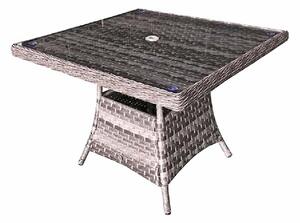 Vernal Glass Top Garden Square Dining Table In Grey