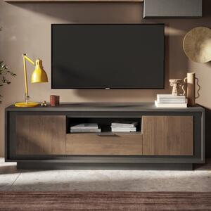 Skokie Wooden TV Stand 2 Doors 1 Drawer In Lava And Mercure