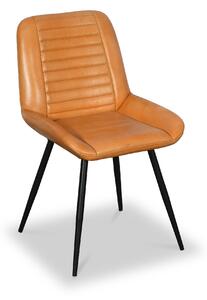Solene Retro Leather Pleated Back Dining Chair | Roseland