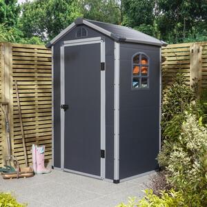 Alloya Plastic Garden Shed With Foundation Kit In Dark Grey 4x3