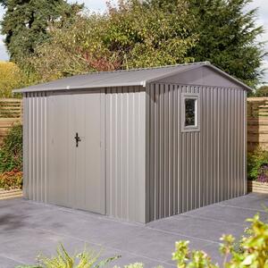 Bismarck 10x10 Galvanized Steel Garden Shed In Grey