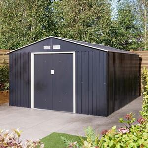 Thorpe Metal Garden Apex Shed In Dark Grey 10x12