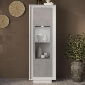 Skokie Wooden Display Cabinet In Matt White And Cement With LED