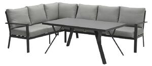 Sedalia Aluminium Left Hand Garden Corner Lounge Set In Dark Grey